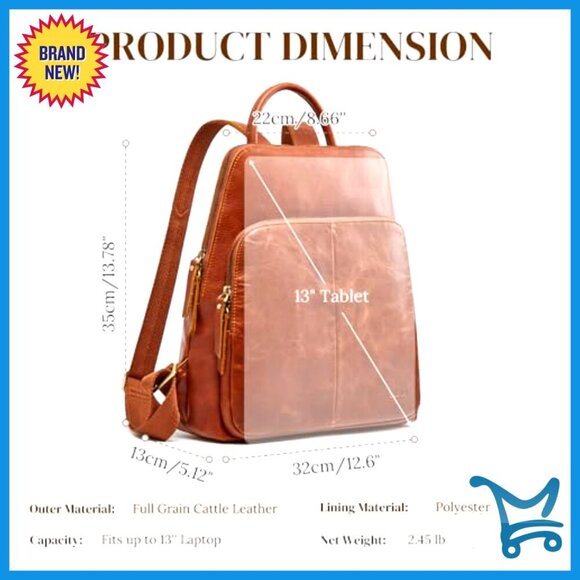 Small Leather Backpack RFID Anti-Theft Travel Bag Fits 13\